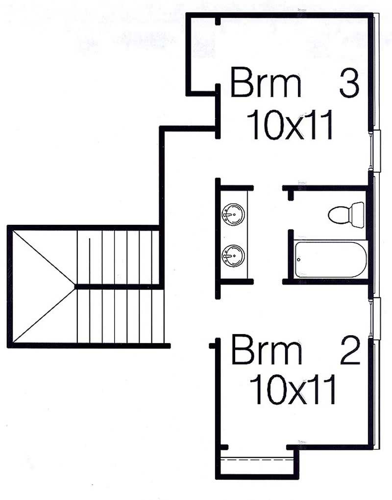 Floor Plan Second Story of French Plan #113-1098