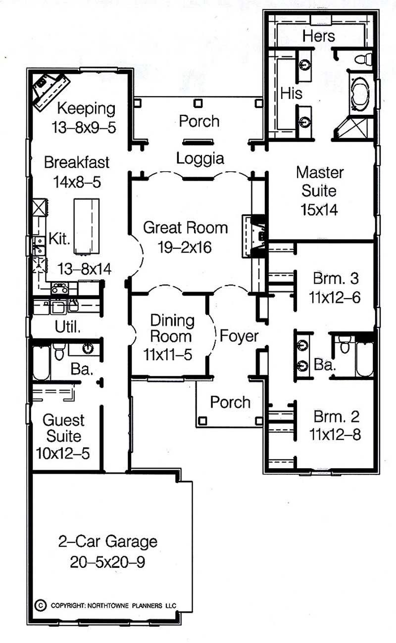 Floor Plan First Story of French Plan #113-1099