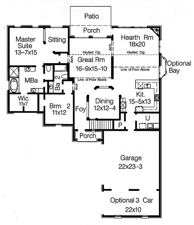 Floor Plan First Story of Luxury Plan #113-1100
