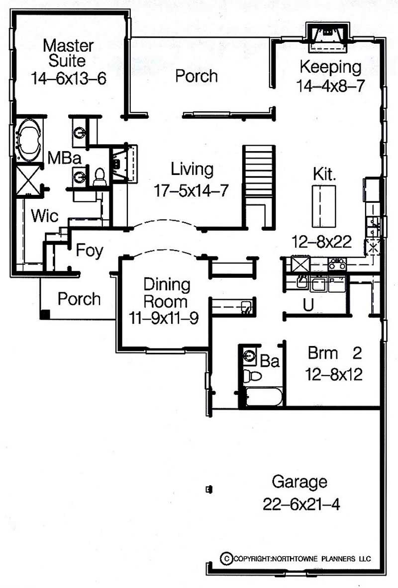 Floor Plan First Story of French Plan #113-1102