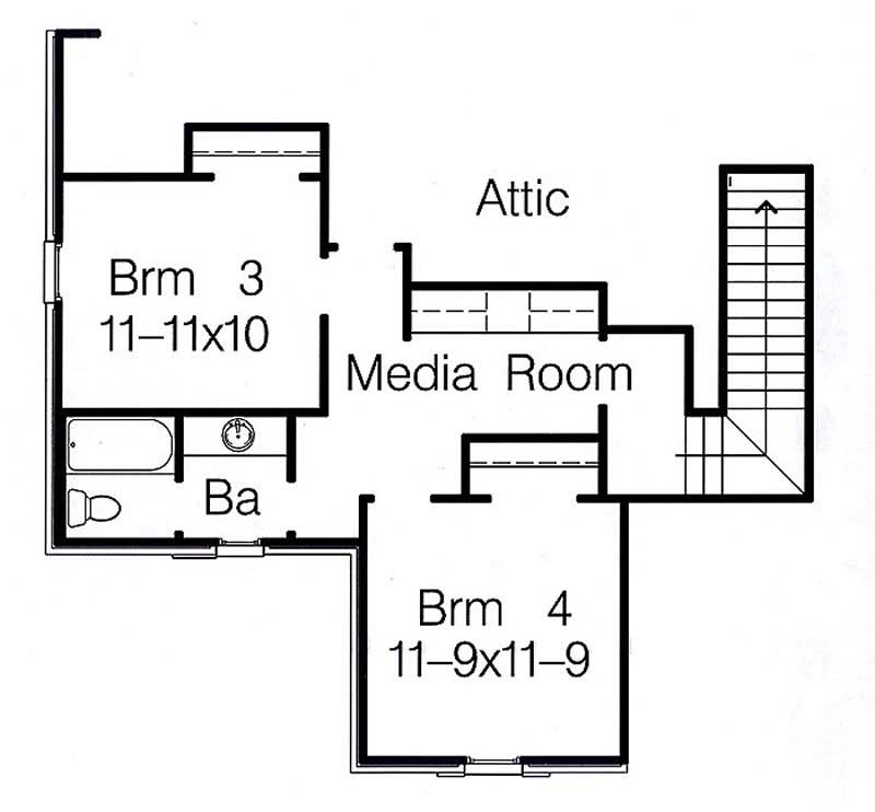 Floor Plan Second Story of French Plan #113-1102