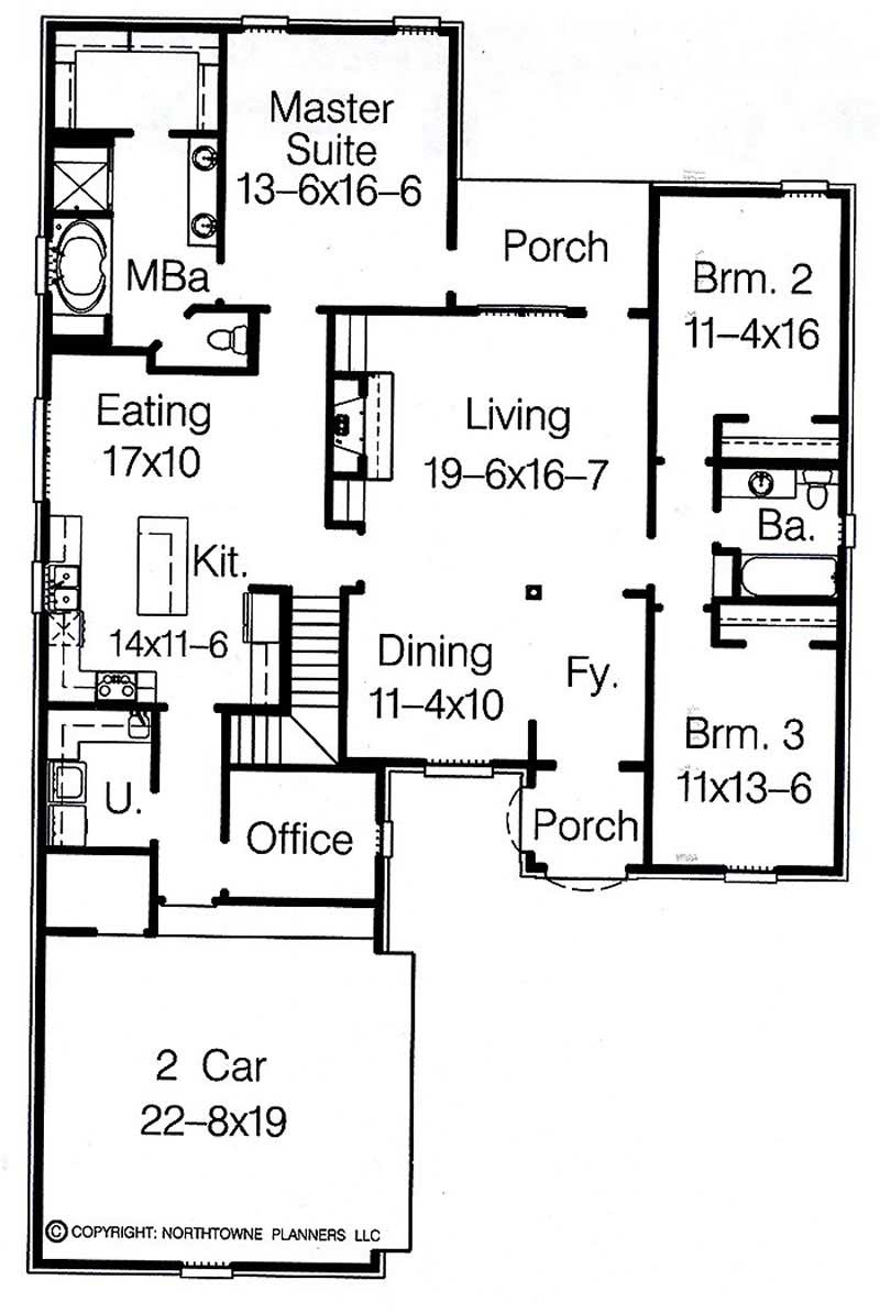 Floor Plan First Story of French Plan #113-1103