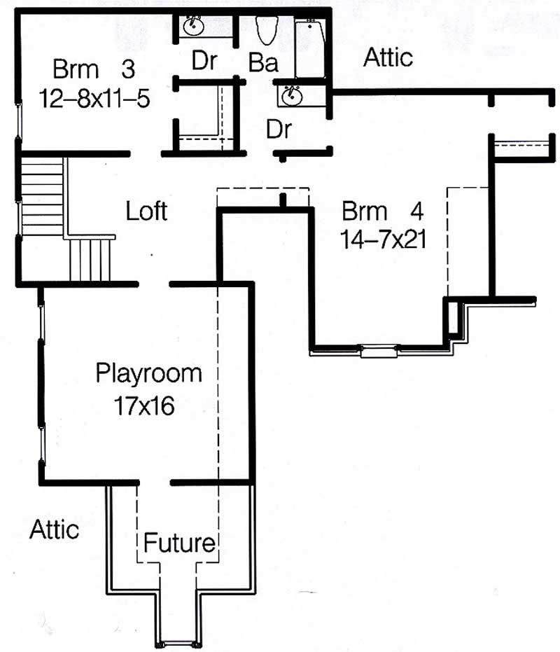 Floor Plan Second Story of Plan #113-1104