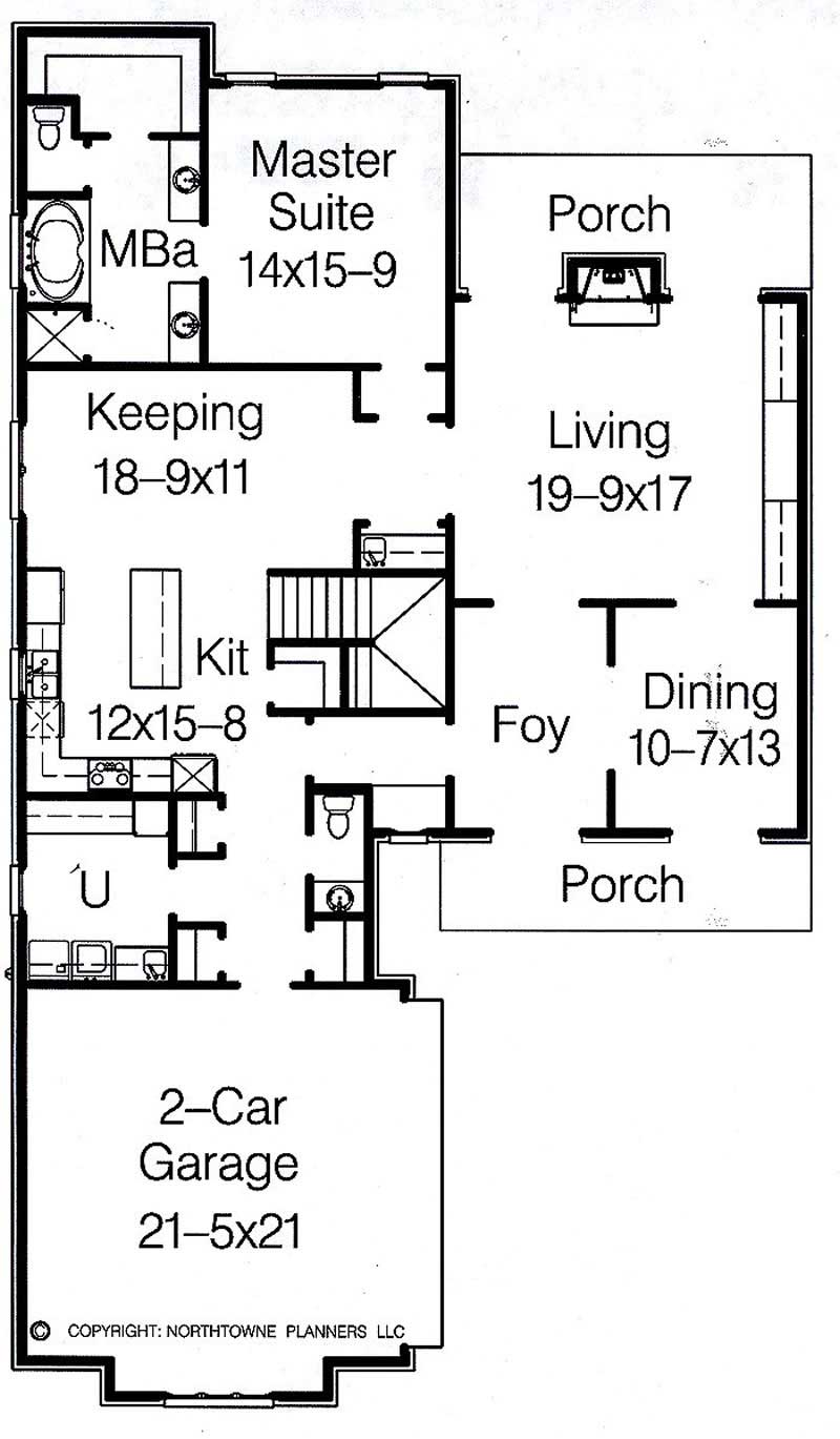 Floor Plan First Story of French Plan #113-1105