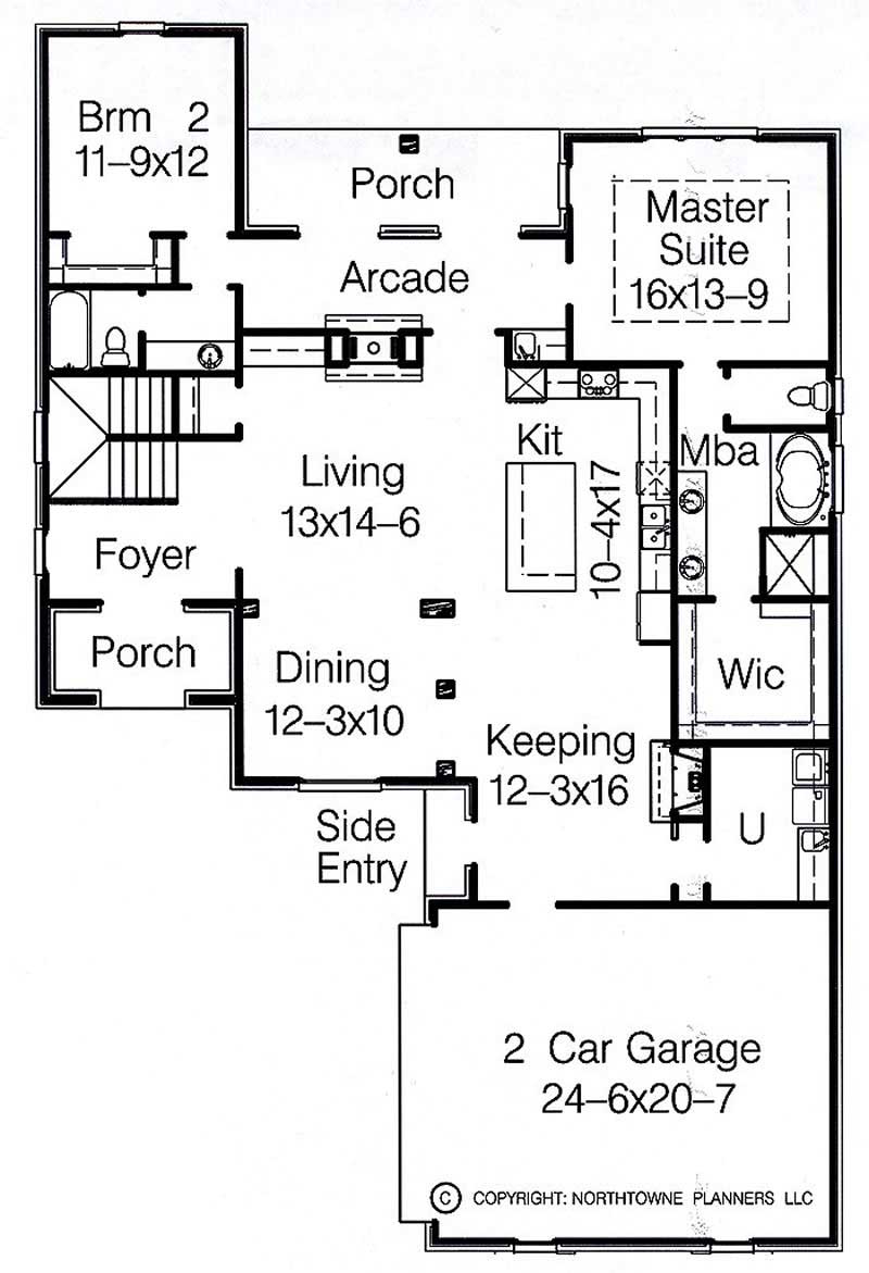 Floor Plan First Story of French Plan #113-1106