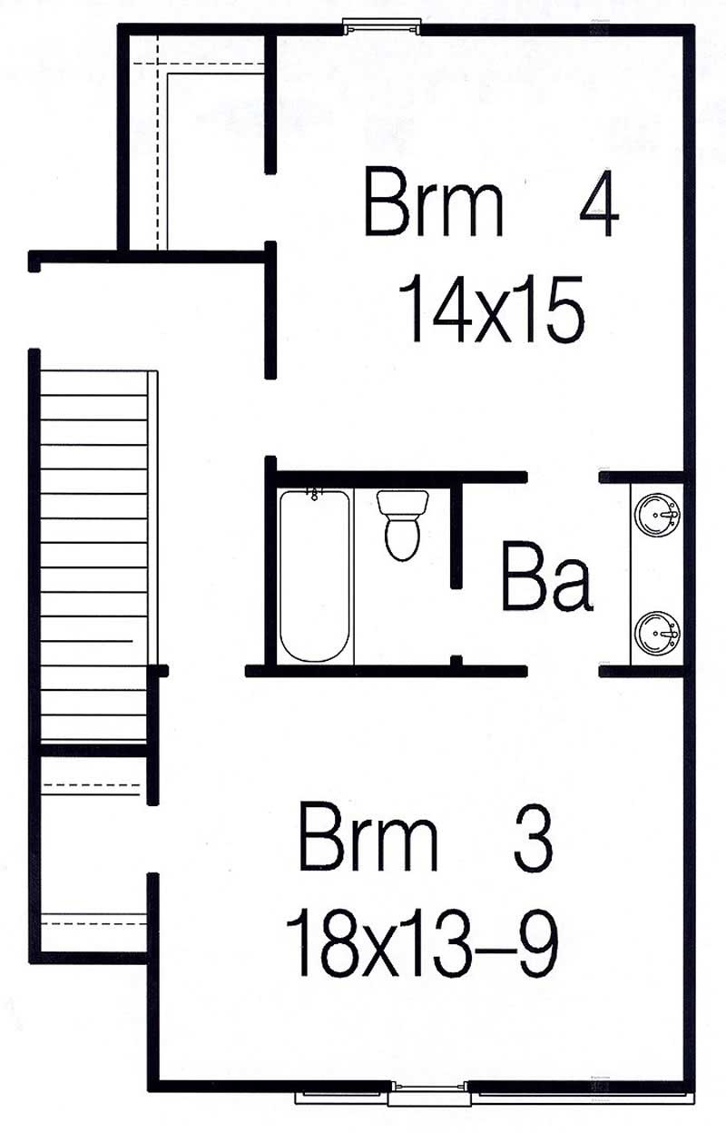 Floor Plan Second Story of French Plan #113-1107