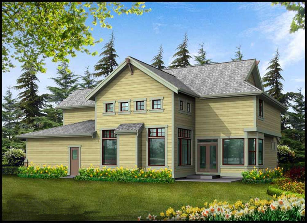 Home Plan Rear Elevation of this 3-Bedroom,3130 Sq Ft Plan -115-1000