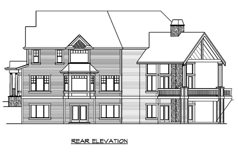 Home Plan Rear Elevation of this 4-Bedroom,5910 Sq Ft Plan -115-1001