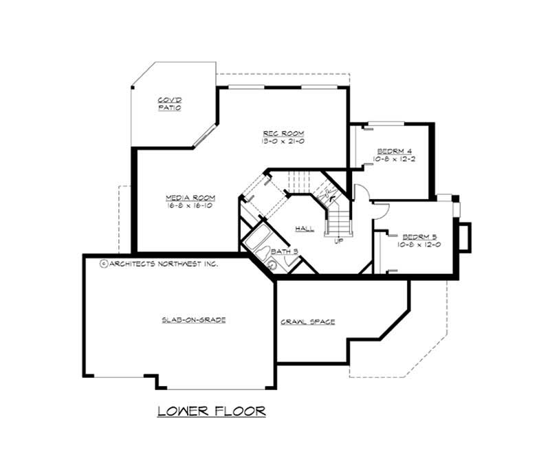 Floor Plan Basement of Craftsman Plan #115-1003