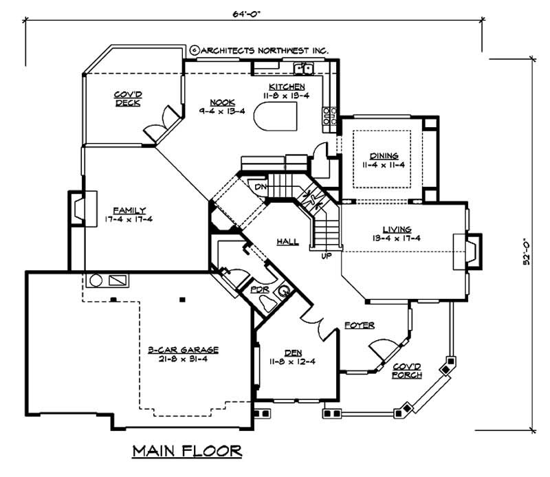 Floor Plan First Story of Craftsman Plan #115-1003
