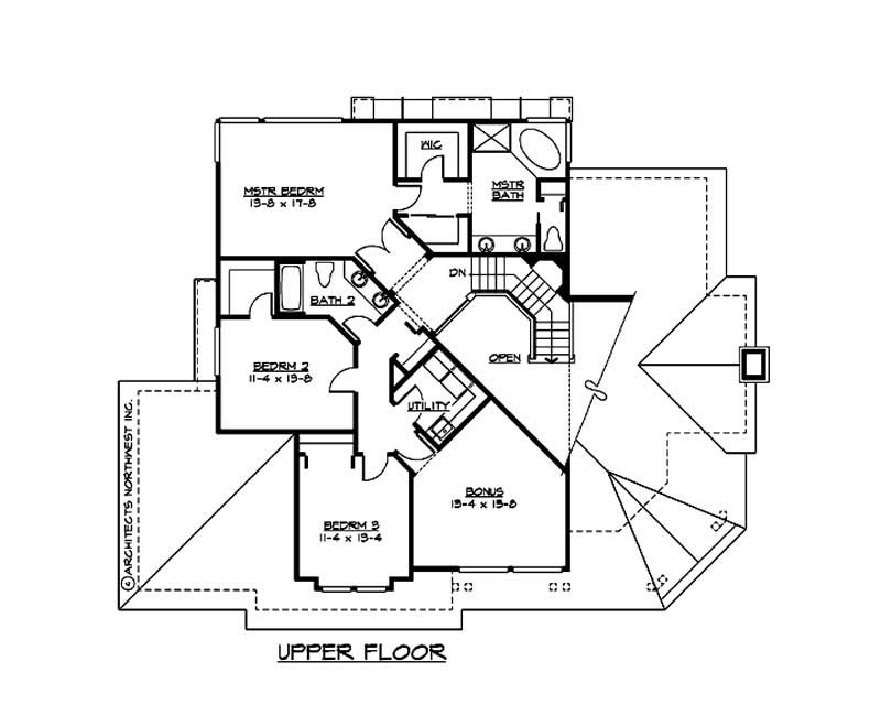 Floor Plan Second Story of Craftsman Plan #115-1003