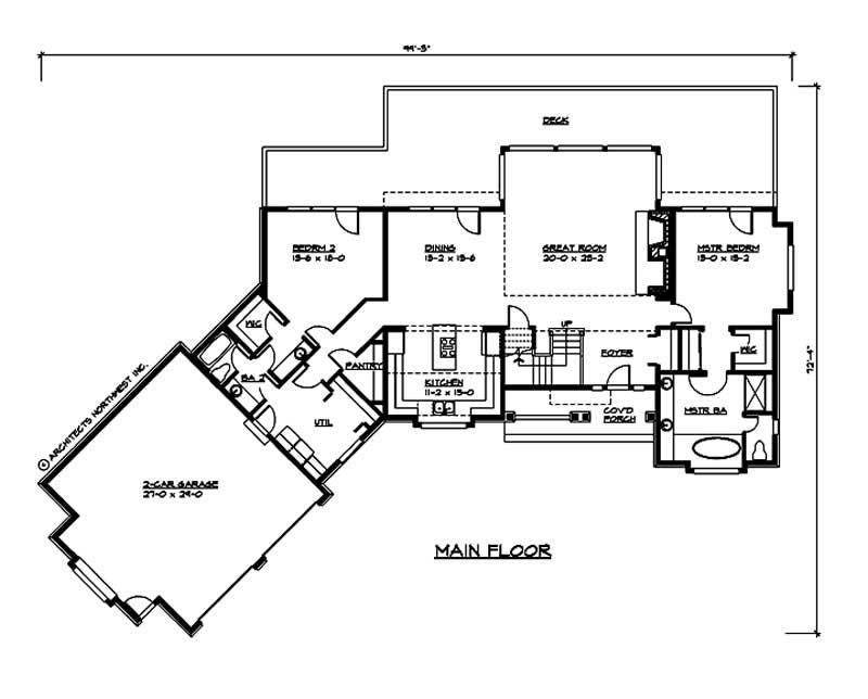 Floor Plan First Story of Craftsman Plan #115-1004
