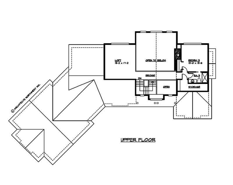 Floor Plan Second Story of Craftsman Plan #115-1004