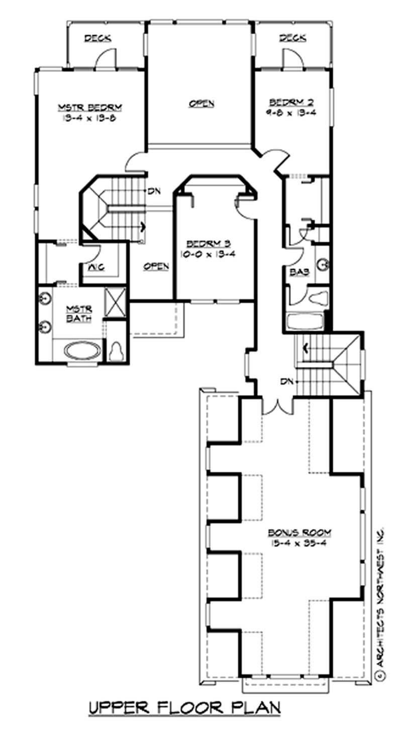 Floor Plan Second Story of Mediterranean Plan #115-1005