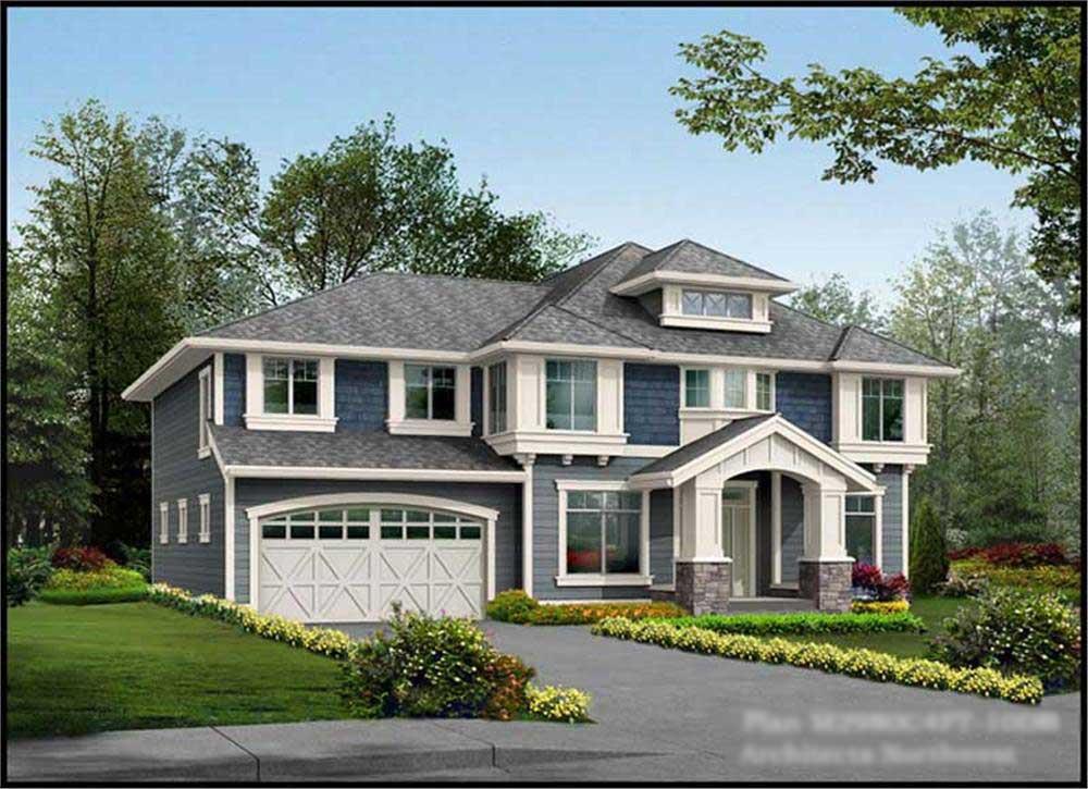 Front View of this 4-Bedroom, 3679 Sq Ft Plan - 115-1006