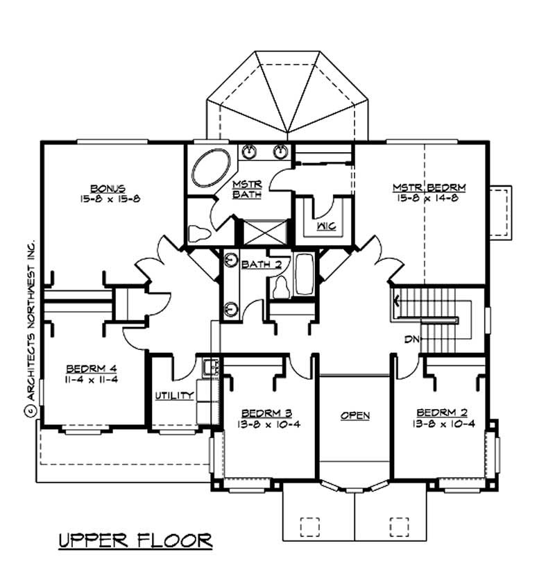 Floor Plan Second Story of Farmhouse Plan #115-1006
