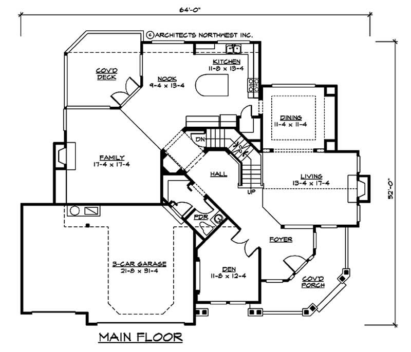 Floor Plan First Story of Country Plan #115-1007