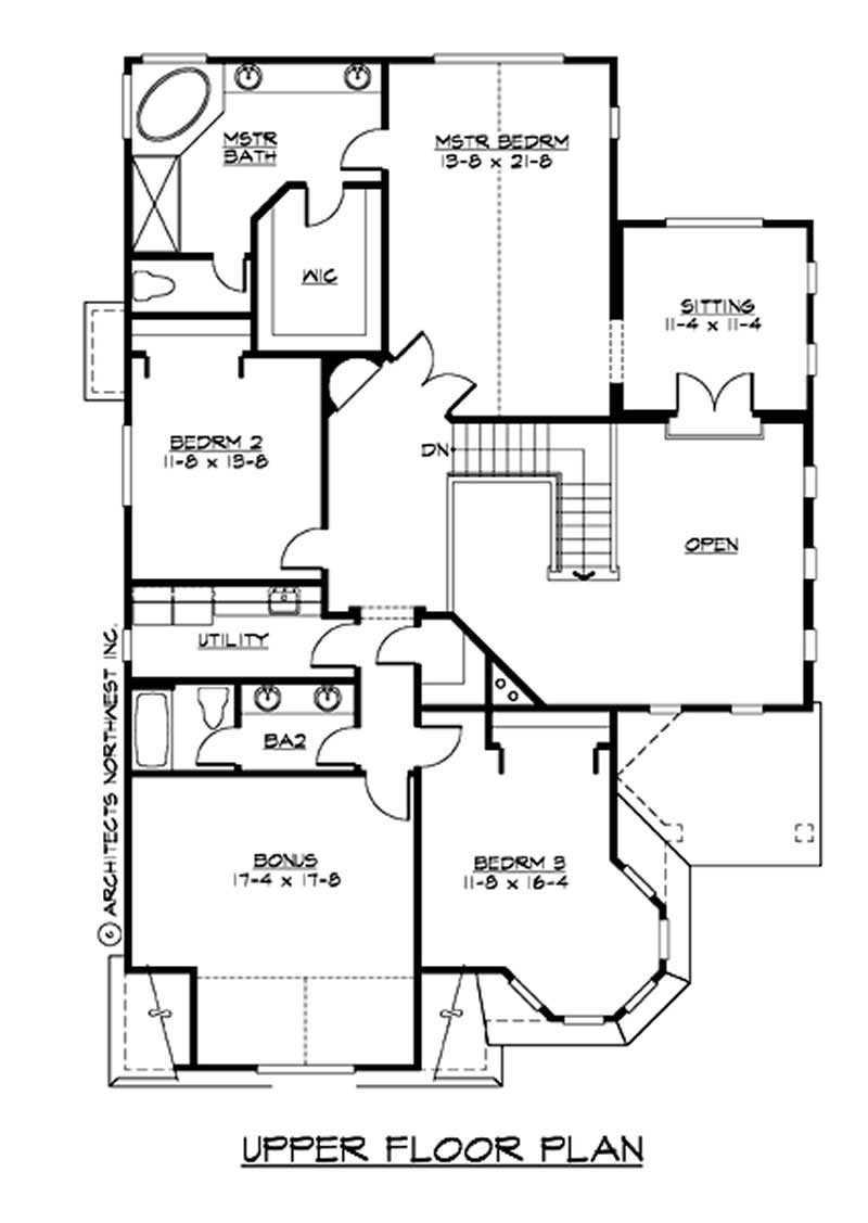 Floor Plan Second Story of Ranch Plan #115-1009