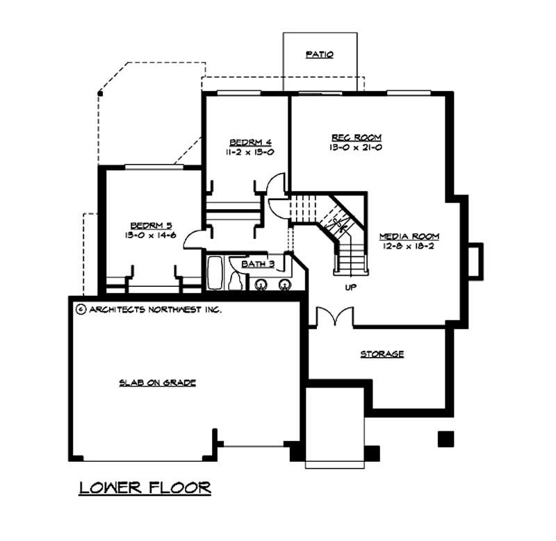 Floor Plan Basement of Craftsman Plan #115-1011