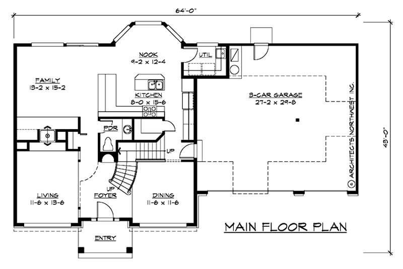 Floor Plan First Story of European Plan #115-1012