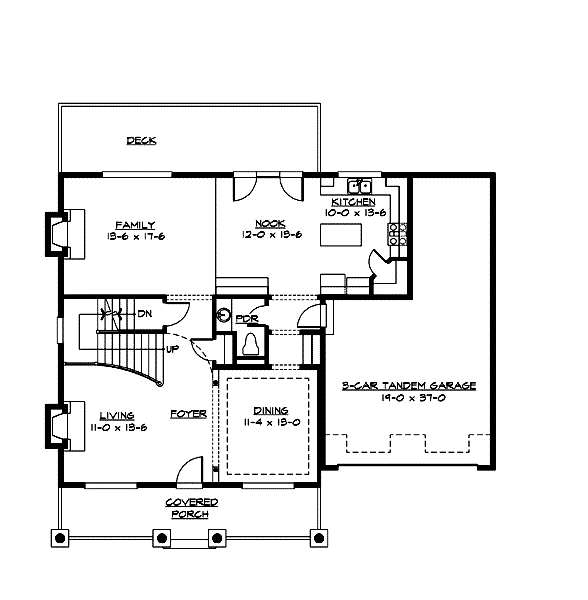 Floor Plan First Story of Country Plan #115-1013