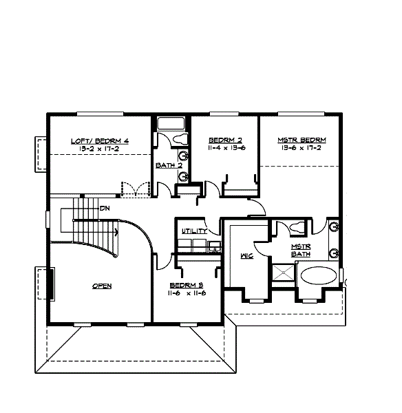 Floor Plan Second Story of Country Plan #115-1013