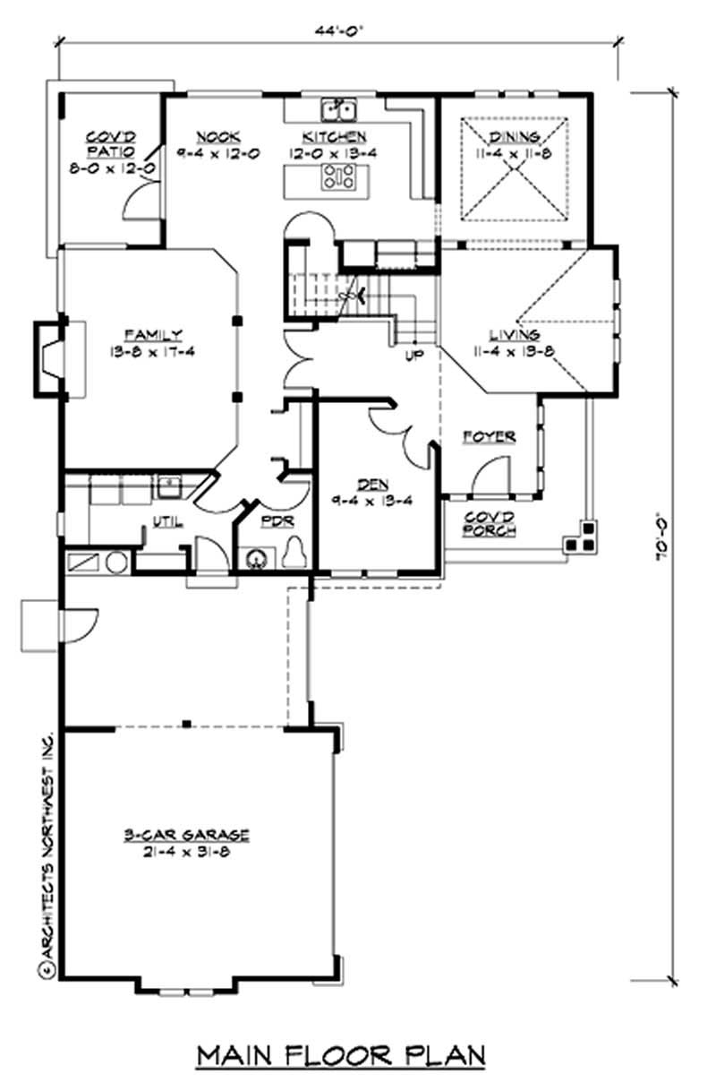 Floor Plan First Story of Ranch Plan #115-1015