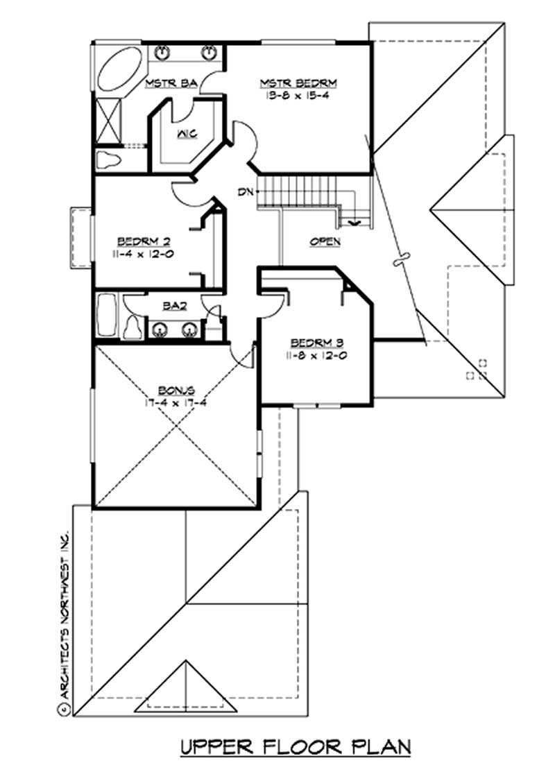 Floor Plan Second Story of Ranch Plan #115-1015