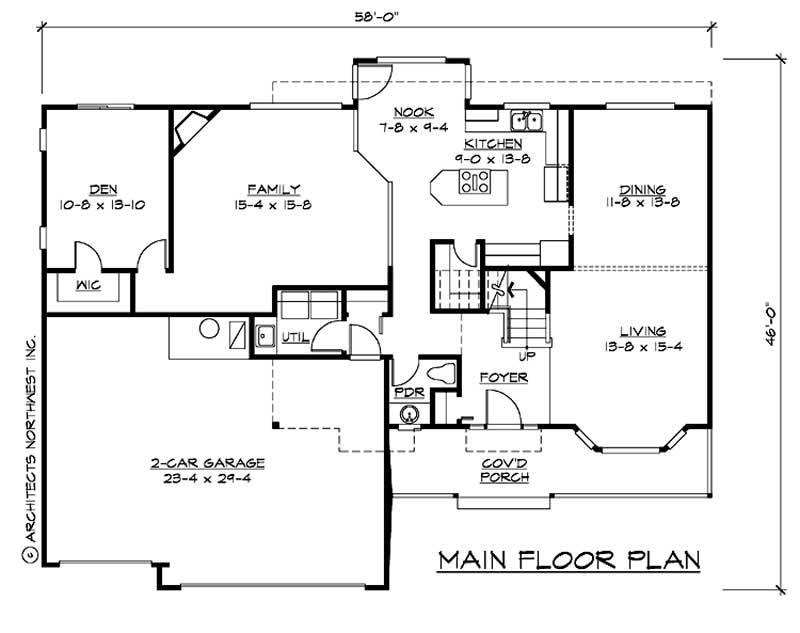 Floor Plan First Story of Cape Cod Plan #115-1018