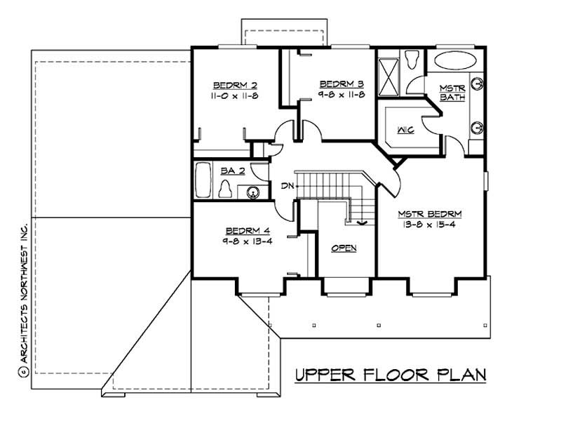 Floor Plan Second Story of Cape Cod Plan #115-1018