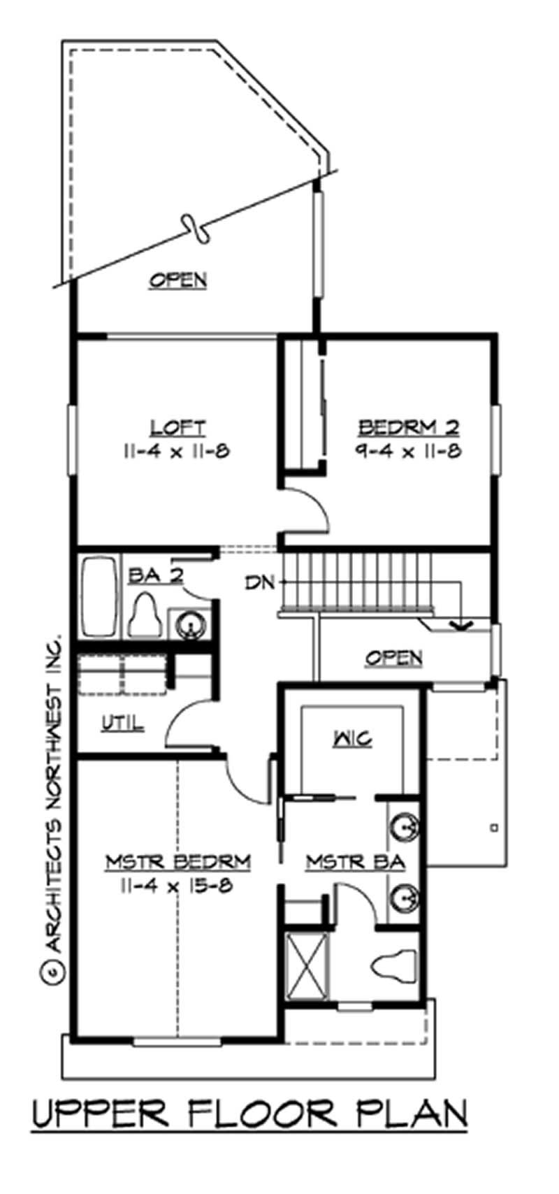 Floor Plan Second Story of Craftsman Plan #115-1019