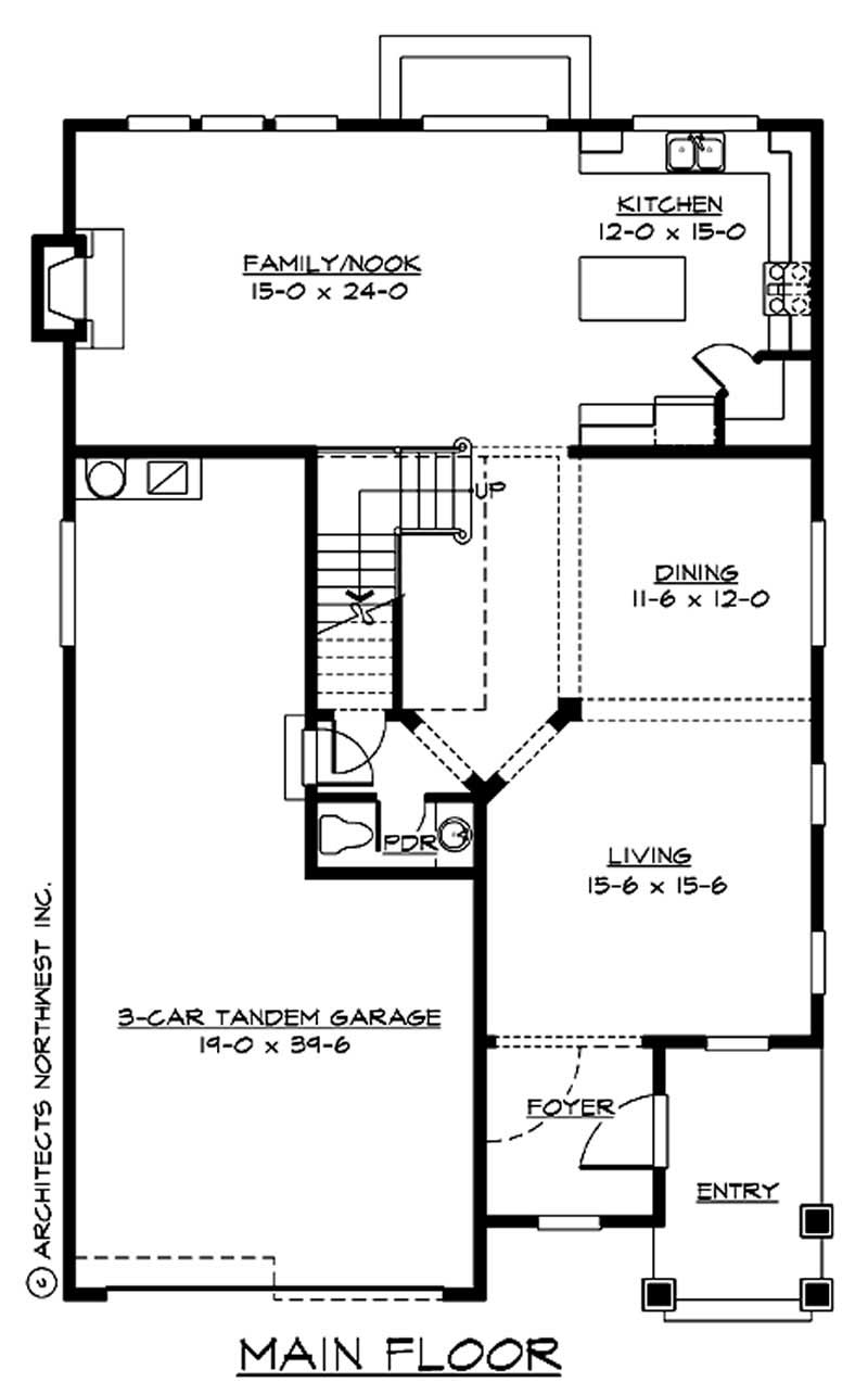 Floor Plan First Story of Ranch Plan #115-1023