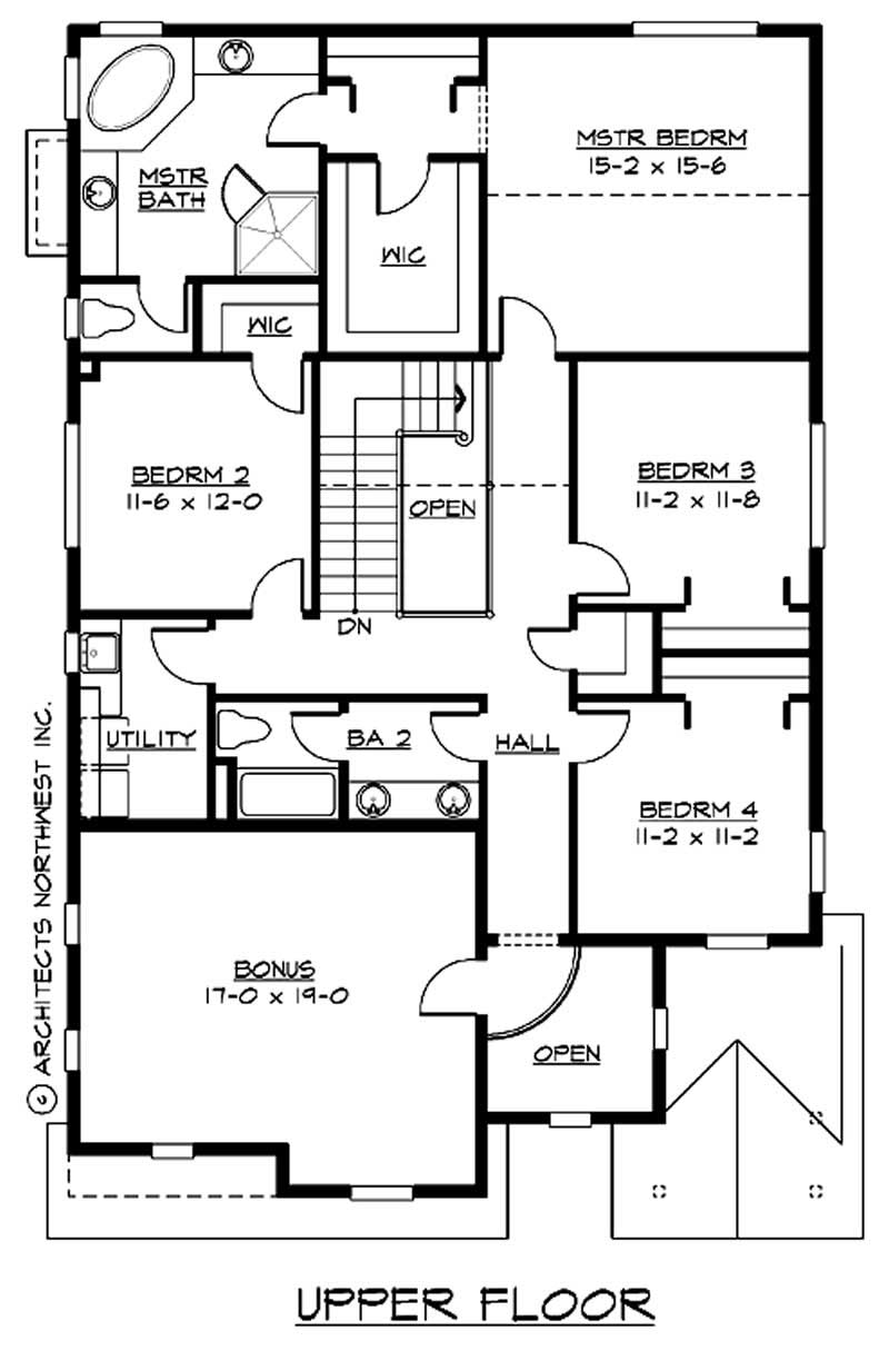 Floor Plan Second Story of Ranch Plan #115-1023