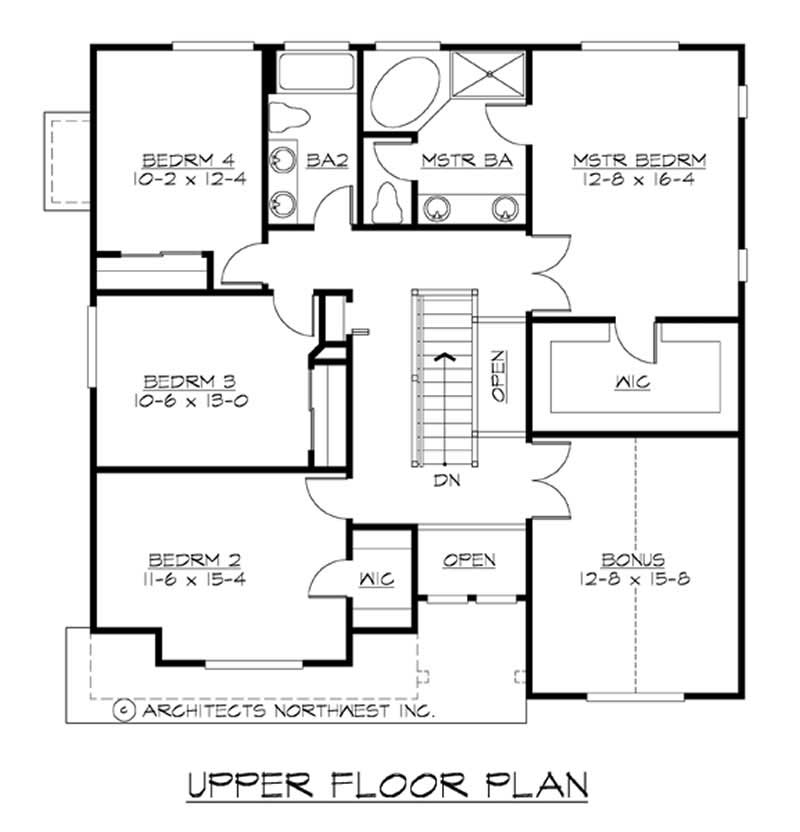 Floor Plan Second Story of Multi-Level Plan #115-1025