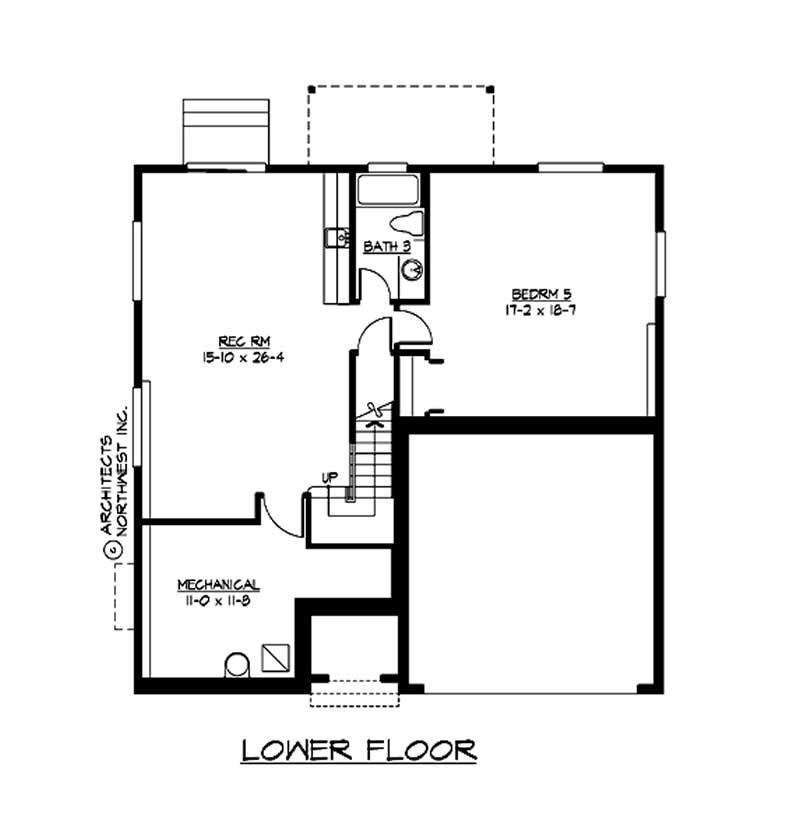 Floor Plan Basement of Multi-Level Plan #115-1026