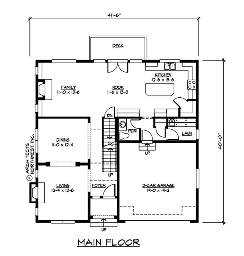 Floor Plan First Story of Multi-Level Plan #115-1026