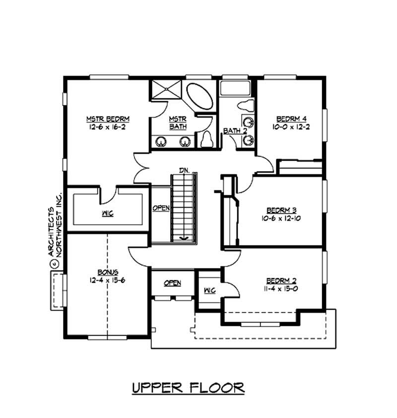 Floor Plan Second Story of Multi-Level Plan #115-1026