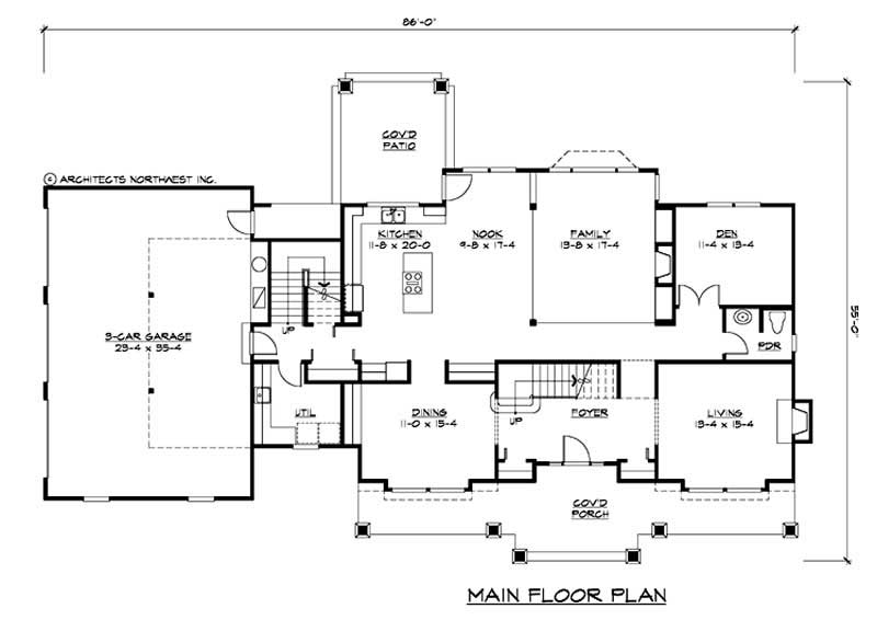 Floor Plan First Story of Ranch Plan #115-1027