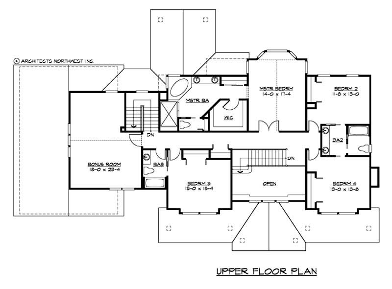 Floor Plan Second Story of Ranch Plan #115-1027