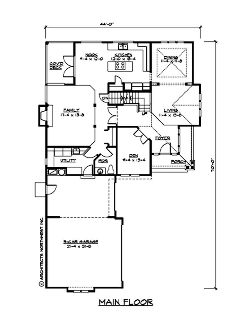 Floor Plan First Story of Ranch Plan #115-1028