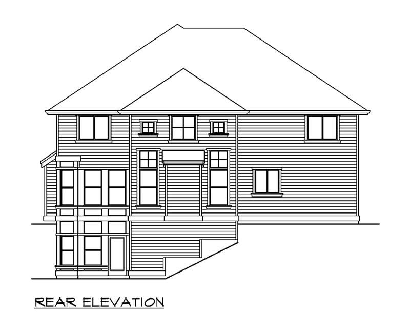 Home Plan Rear Elevation of this 5-Bedroom,4430 Sq Ft Plan -115-1029