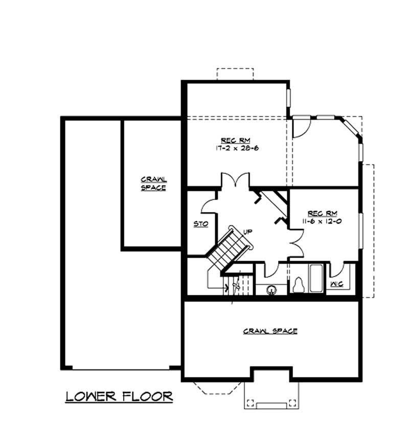 Floor Plan Basement of Craftsman Plan #115-1029