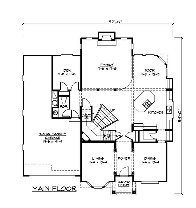 Floor Plan First Story of Craftsman Plan #115-1029