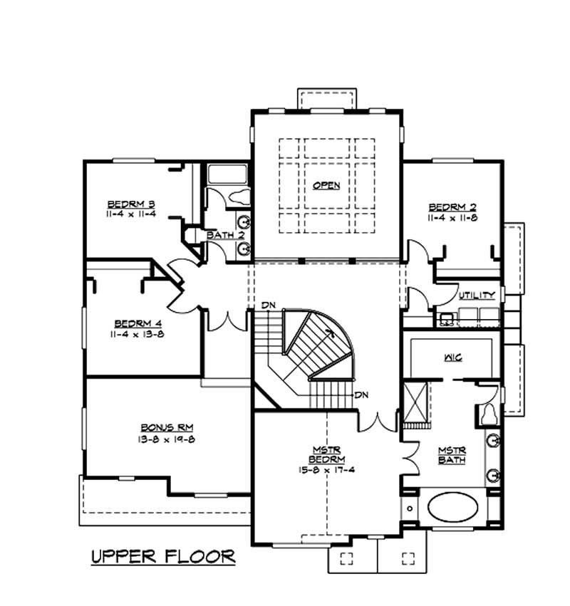 Floor Plan Second Story of Craftsman Plan #115-1029