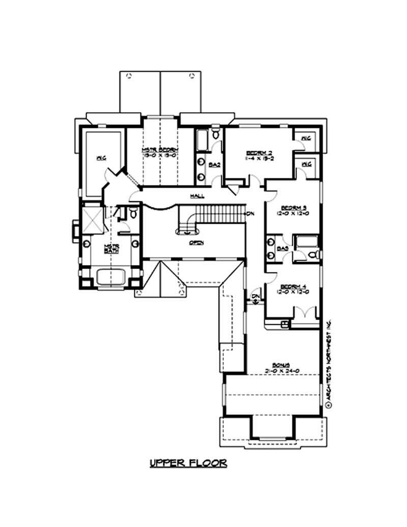 Floor Plan Second Story of Multi-Level Plan #115-1030