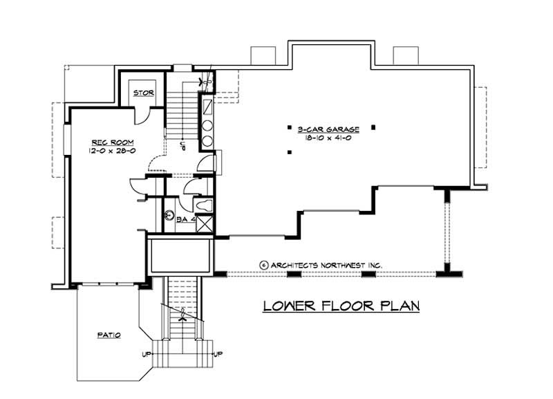 Floor Plan Basement of Multi-Level Plan #115-1031