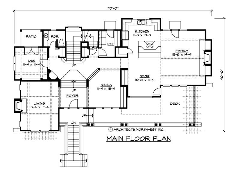 Floor Plan First Story of Multi-Level Plan #115-1031