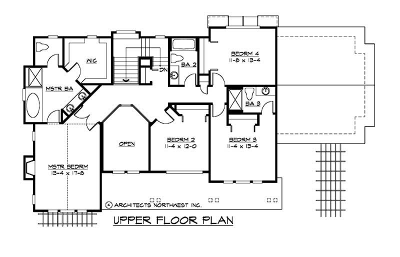 Floor Plan Second Story of Multi-Level Plan #115-1031