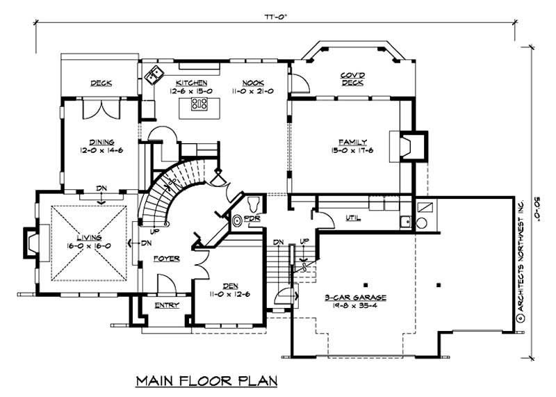 Floor Plan First Story of Craftsman Plan #115-1033