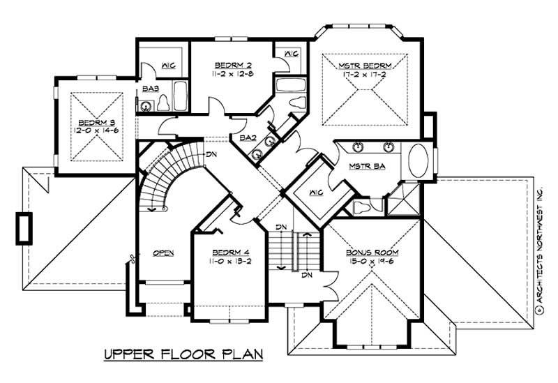 Floor Plan Second Story of Craftsman Plan #115-1033